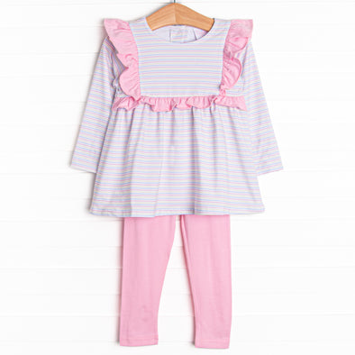 Striped Delight Legging Set, Pink
