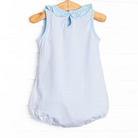 Summer Snow Cones Applique Ruffle Bubble, Blue Stripe