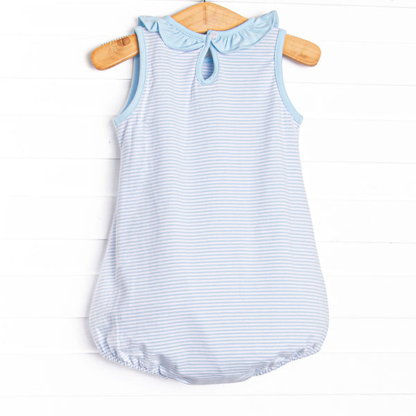 Summer Snow Cones Applique Ruffle Bubble, Blue Stripe