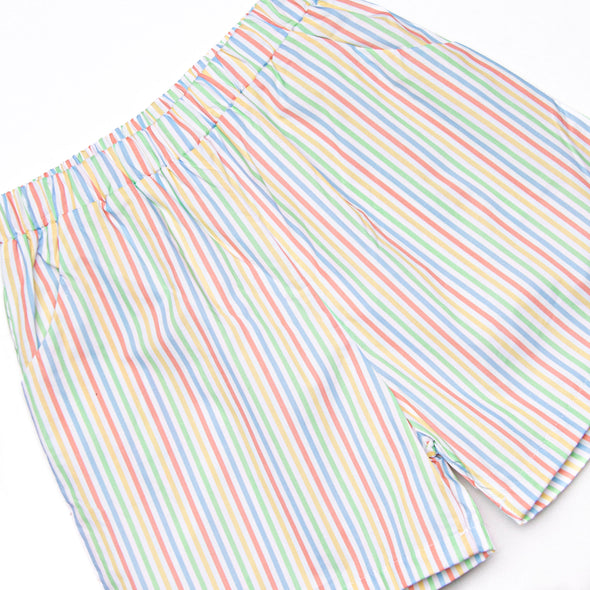 Rainbow Waves Applique Short Set, Blue