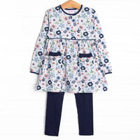 Dare To Blossom Pocket Legging Set, Blue