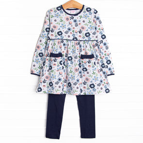 Dare To Blossom Pocket Legging Set, Blue