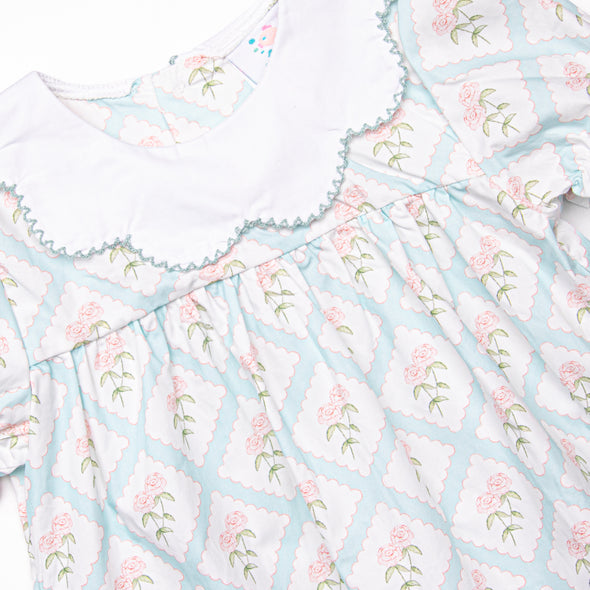 Quilted Carnations Bubble, Blue