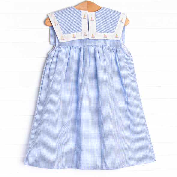 Sail Along Embroidered Dress, Blue