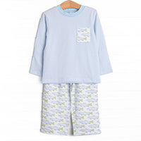 Clear Lake Catch Knit Pant Set, Blue