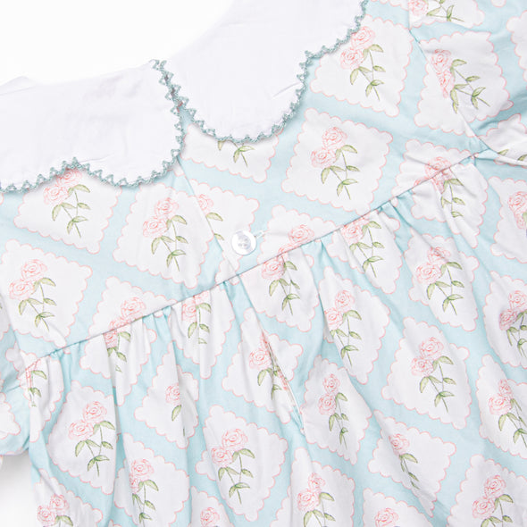 Quilted Carnations Bubble, Blue