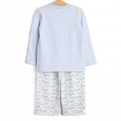 Clear Lake Catch Knit Pant Set, Blue