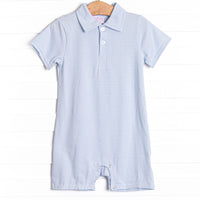 Levi Short Romper, Light Blue Stripe