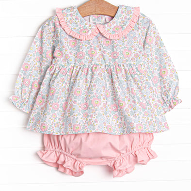 Early Fall Florals Diaper Set, Pink