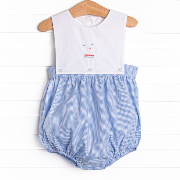 Summer at Sea Embroidered Sunsuit, Blue