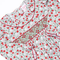 Holly Jolly Floral Smocked Romper, Green