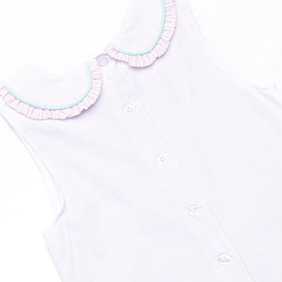 Seersucker Sails Collared Applique Short Set, Pink