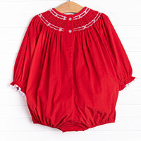 Prancer and Dancer Smocked Bubble, Red