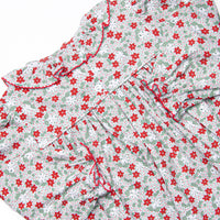 Holly Jolly Floral Smocked Romper, Green