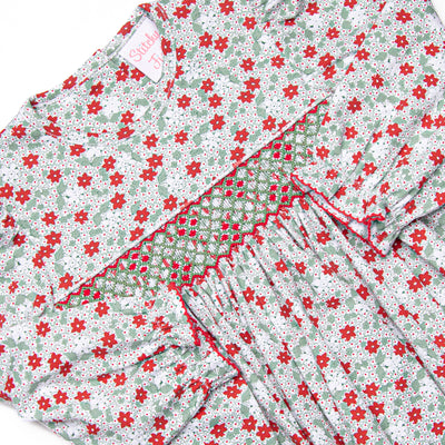 Holly Jolly Floral Smocked Legging Set, Green