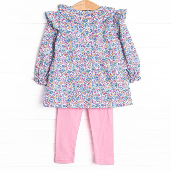 Blossoming Bows Applique Legging Set, Purple