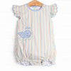 Rainbow Waves Applique Flutter Sleeve Bubble, Blue