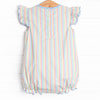 Rainbow Waves Applique Flutter Sleeve Bubble, Blue