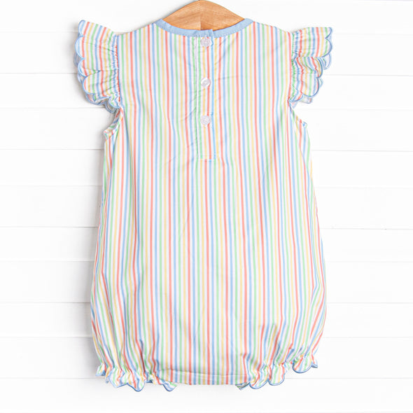 Rainbow Waves Applique Flutter Sleeve Bubble, Blue