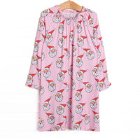 This gown is made of the extremely soft, stretchy bamboo viscose fabric that feels like butter and features a pink santa print.