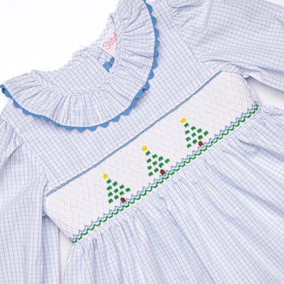Windowpane Wonderland Smocked Bubble, Blue