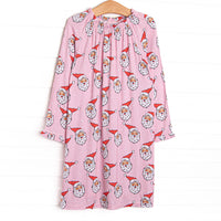 Pink Christmas Bamboo Long Sleeve Night Gown, Pink