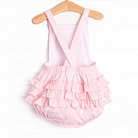Peace, Love, and Popsicles Ruffle Applique Sunsuit, Pink