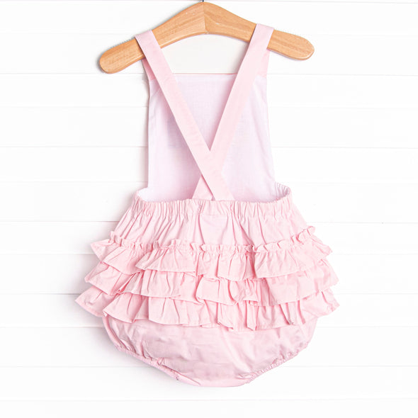 Peace, Love, and Popsicles Ruffle Applique Sunsuit, Pink