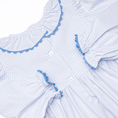 Windowpane Wonderland Smocked Bubble, Blue