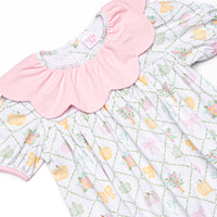 Bows and Borders Scalloped Dress, Pink
