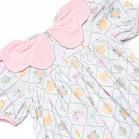Bows and Borders Scalloped Dress, Pink