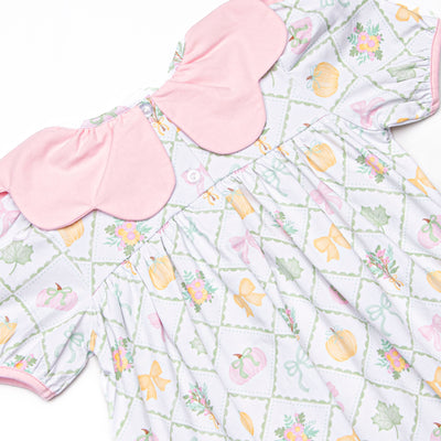 Bows and Borders Scalloped Dress, Pink