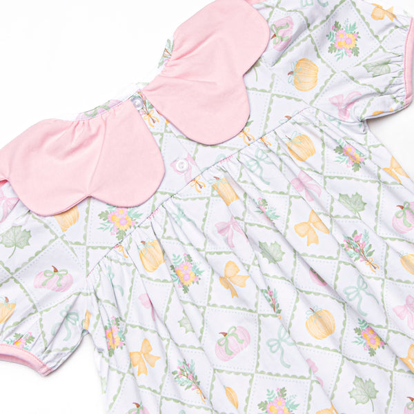 Bows and Borders Scalloped Dress, Pink