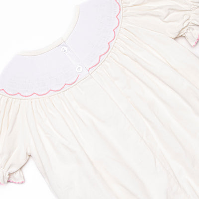 Snowfall Forest Smocked Bishop Dress, White