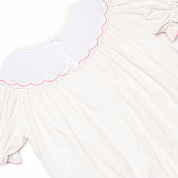 Snowfall Forest Smocked Bishop Dress, White