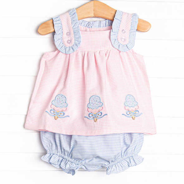 Soft Serve Scoops Applique Diaper Set, Pink