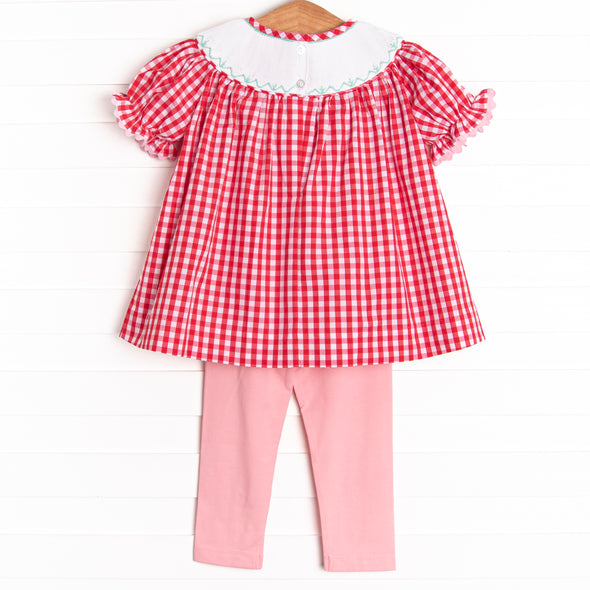 Cow Conversations Smocked Legging Set, Red