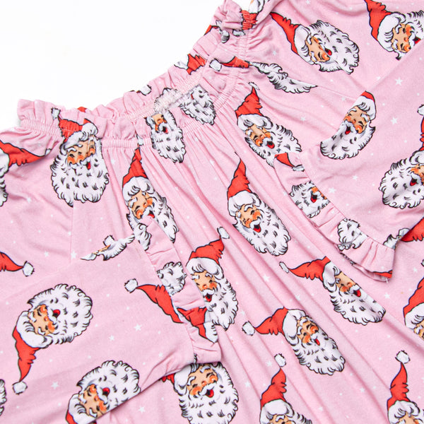 Pink Christmas Bamboo Long Sleeve Night Gown, Pink