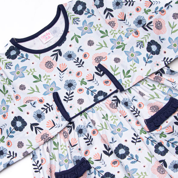 Dare To Blossom Pocket Legging Set, Blue