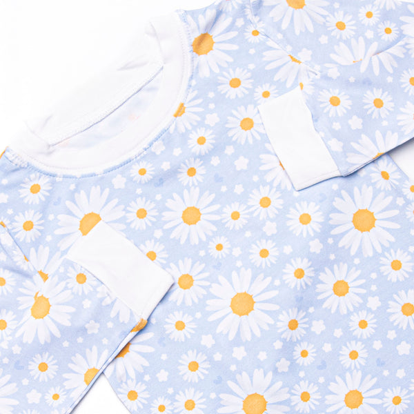 Dotted with Daisies Bamboo Pajama Set, Blue
