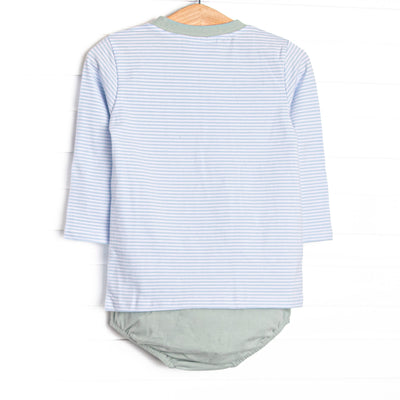 Evan Long Sleeve Pocket Diaper Set, Sage and Light Blue Stripe