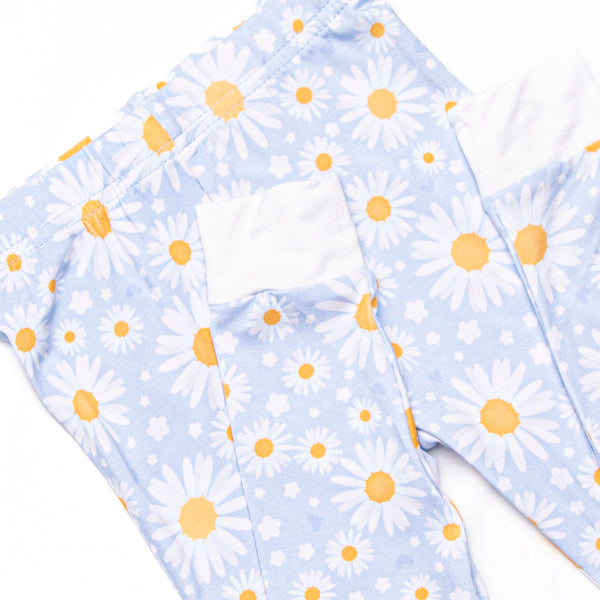 Dotted with Daisies Bamboo Pajama Set, Blue