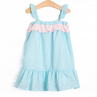 Turquoise Tiers Dress, Blue