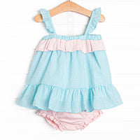 Turquoise Tiers Diaper Set, Blue