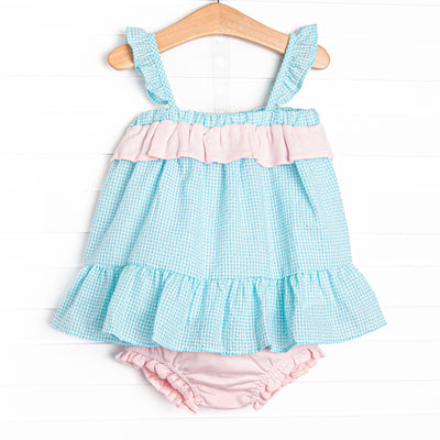 Turquoise Tiers Diaper Set, Blue
