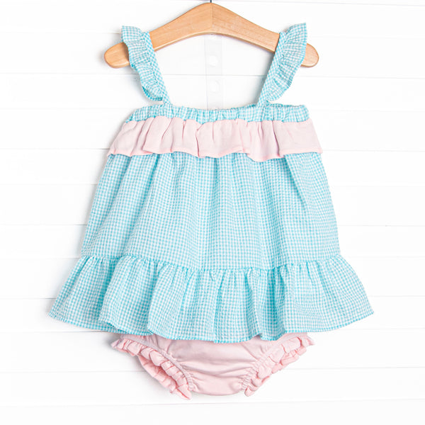 Turquoise Tiers Diaper Set, Blue