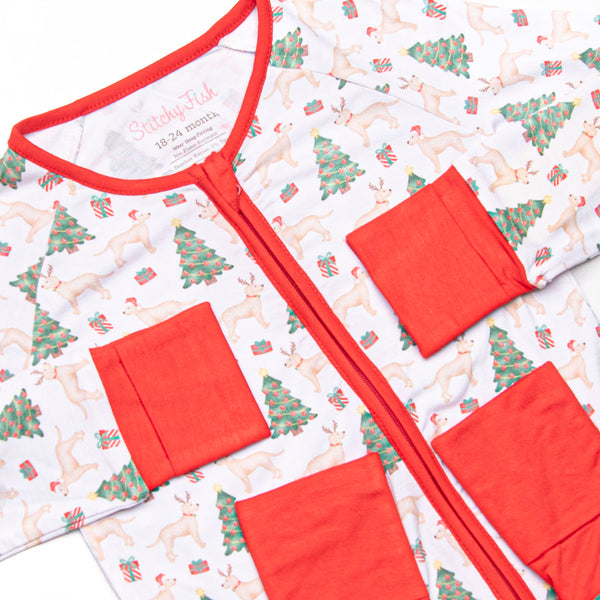 North Pole Pups Bamboo Zippy Pajama, Red