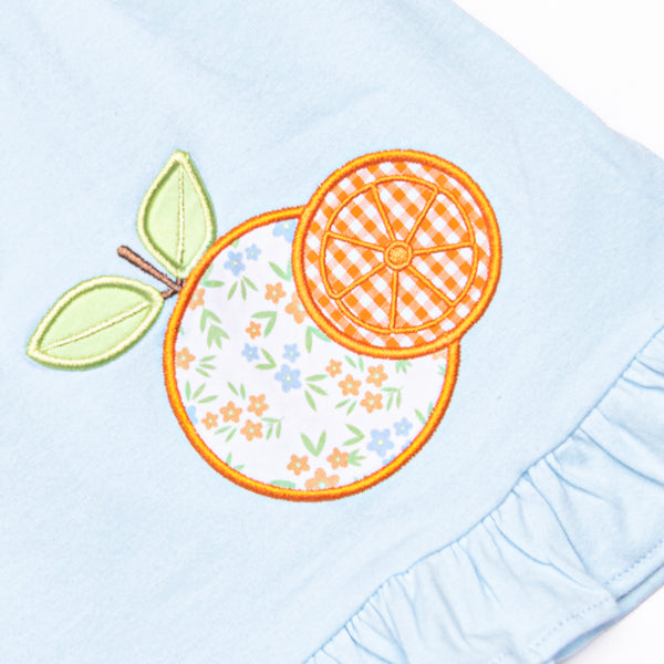 Tangerines in Tulum Applique Dress, Blue
