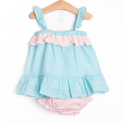 Turquoise Tiers Diaper Set, Blue