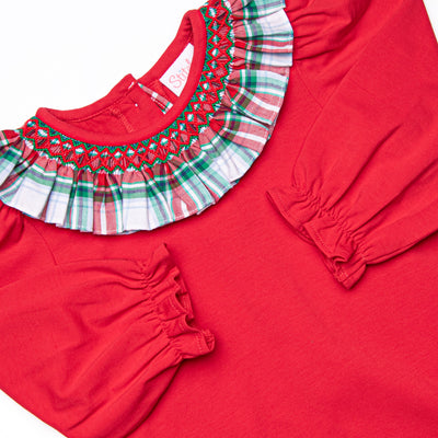 Home for the Holiday's Smocked Ruffle Dress, Red
